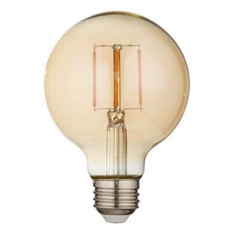 1-Pack Amber Edison Round Bulb, Yellow, Glass, sold by At Home