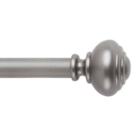 1" Pewter Knob Curtain Rod, 18-36", Brown, Metal, sold by At Home