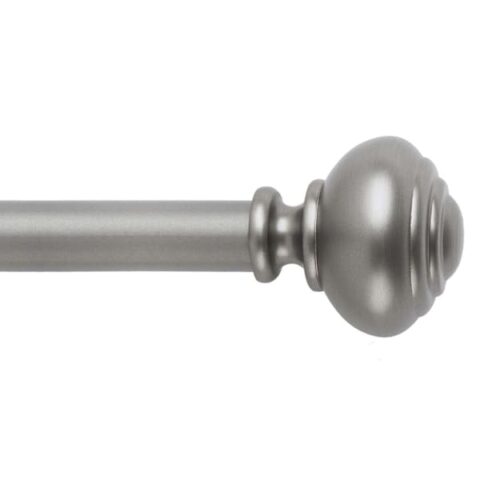 1" Pewter Knob Curtain Rod, 36-72", Grey, Metal, sold by At Home