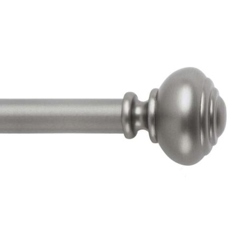 1" Pewter Knob Curtain Rod, 72-120", Grey, Metal, sold by At Home