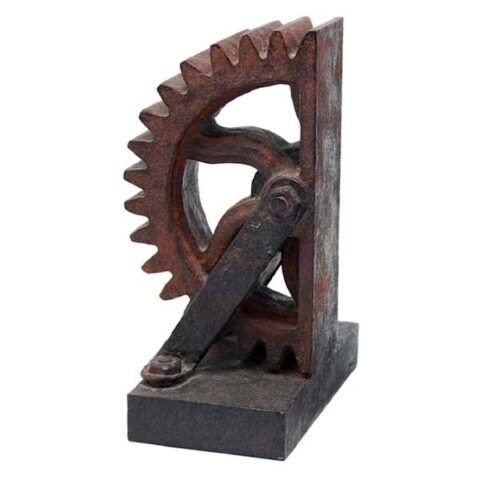 1-Piece Antique Wheel Gear Bookend, 7", Brown, Resin, sold by At Home
