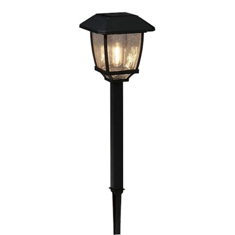 10-Lumen Solar Elm Pathway Light, Black, Metal/glass, sold by At Home