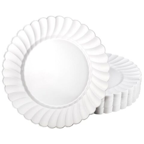 10-Pack Scalloped Edge Plastic Dinner Plates, 10", Clear, sold by At Home