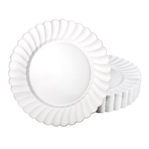 10-Pack Scalloped Edge Plastic Salad Plates, 8", Clear, sold by At Home