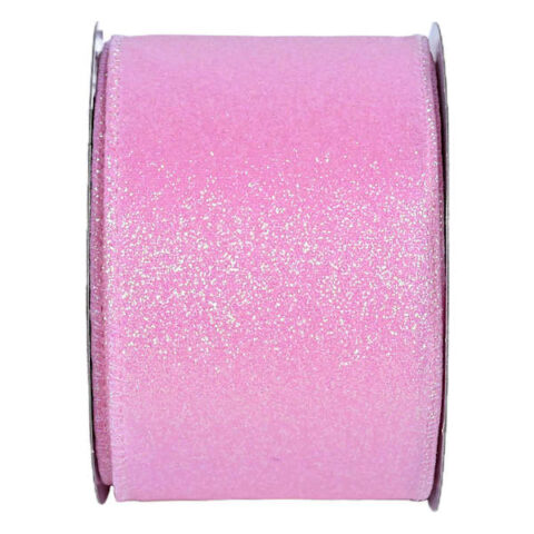 10-Yard Pink Glitter Ribbon, 2.5", Fabric, sold by At Home