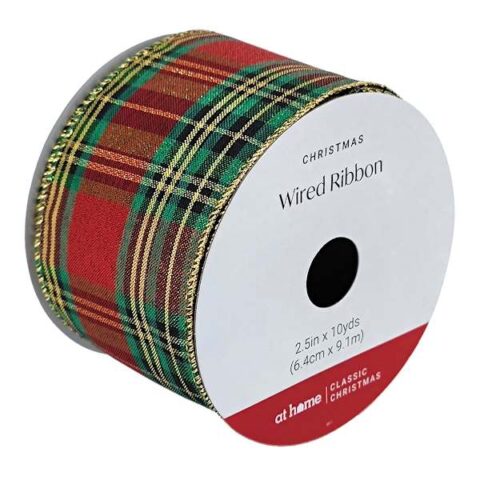 10-Yard Red & Green Plaid Ribbon, 2.5", Fabric, sold by At Home