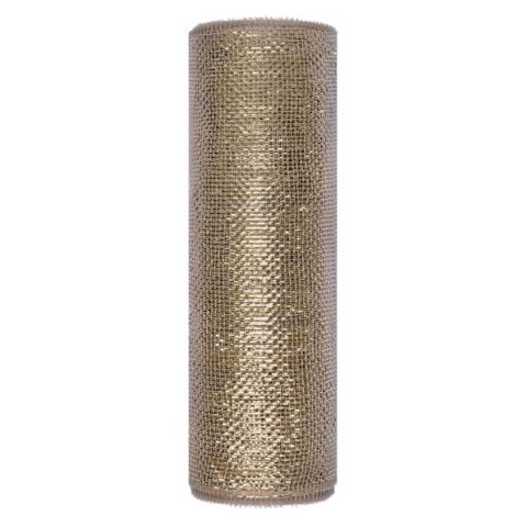 10.5" Champagne Mesh Ribbon, 10Yd, Gold, Synthetic, sold by At Home