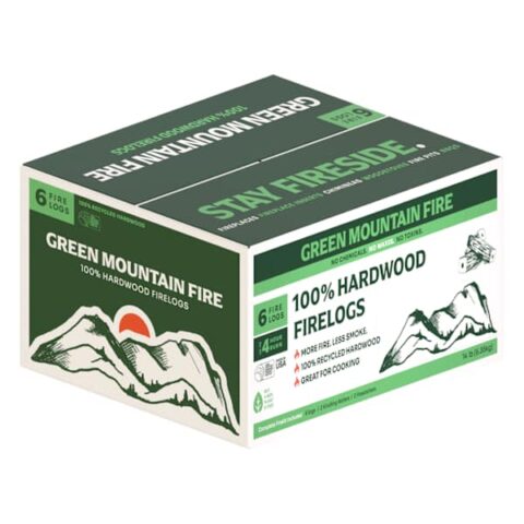 100% Hardwood Firelogs, 6 Log Fire Kit, Green, Cardboard, sold by At Home