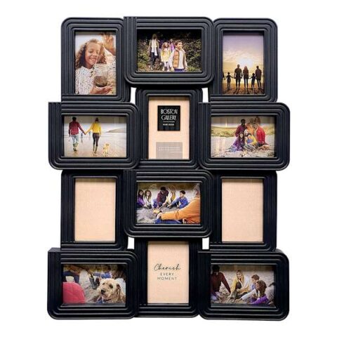 12-Opening Black Collage Wall Frame, Wood