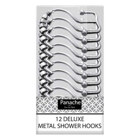 12-Pack Chrome Double Roller Shower Hooks, Metallic, sold by At Home