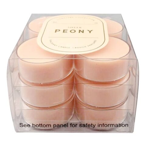 12-Pack Sheer Peony Scented Tealight Candles, Pink, Wax, sold by At Home