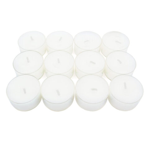 12-Pack White Unscented Tealight Candles, Wax, sold by At Home