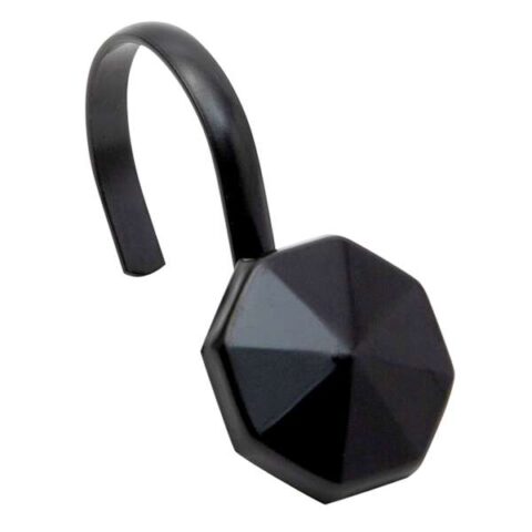 12-Piece Alta Black Shower Curtain Hooks, Metal, sold by At Home