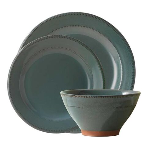 12-Piece Aqua Terracotta Dinnerware Set, Blue, Stoneware, sold by At Home