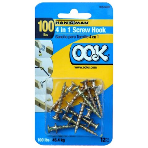 12-Piece Bear Claw 4-In-1 Screw Hooks, Metallic, sold by At Home