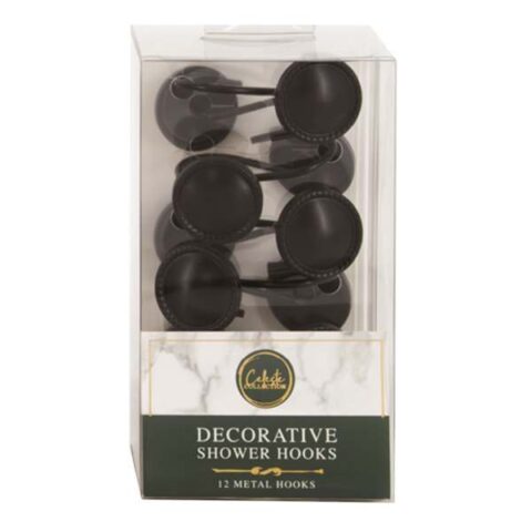 12-Piece Black Celeste Rope Circle Shower Hooks, Metal, sold by At Home