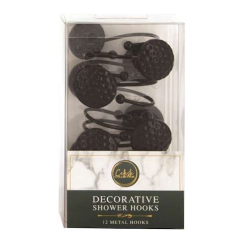 12-Piece Black Celeste Round Hammered Shower Hooks, Metal, sold by At Home