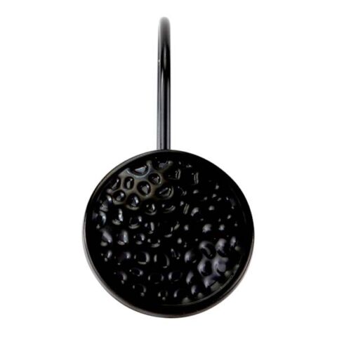 12-Piece Black Round Embossed Shower Curtain Hooks, Metal, sold by At Home