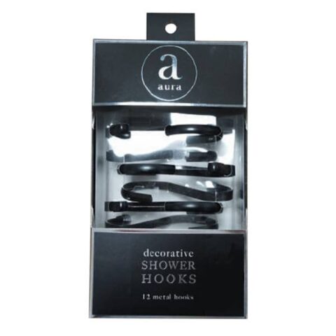 12-Piece Black S-Shaped Shower Curtain Hooks, Metal, sold by At Home