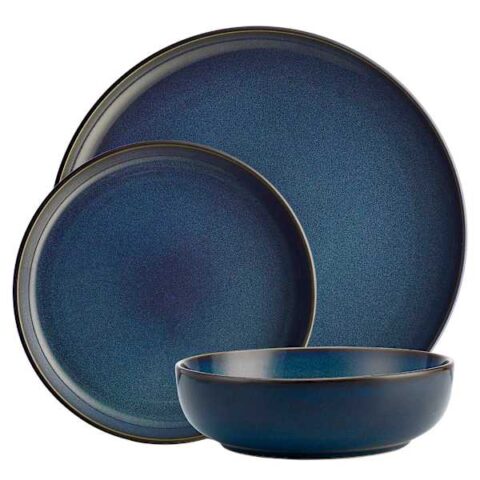 12-Piece Blue Reactive Dinnerware Set, Stoneware, sold by At Home
