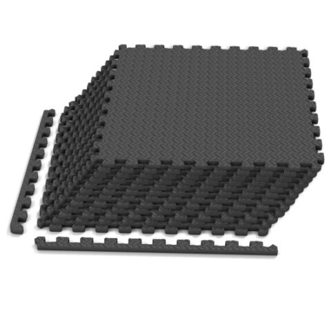 12Tiles 1/2″ Puzzle Exercise Floor Mats-Black