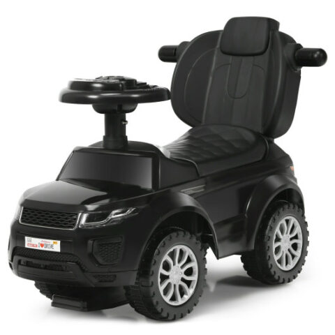 3 in 1 Ride on Push Car Toddler Stroller Sliding Car with Music-Black