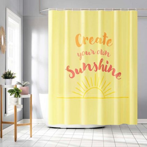 13-Piece Create Your Own Sunshine Yellow Shower Curtain Set, Polyester