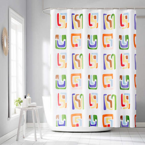 13-Piece Diaz Multicolor Geometric Shower Curtain Set, Polyester