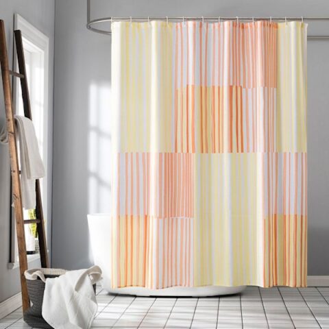13-Piece Lane Yellow Multi Stripe Shower Curtain Set, Polyester