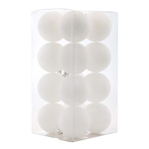 16-Count White Mix Shatterproof Ornaments, 70Mm, Plastic, sold by At Home