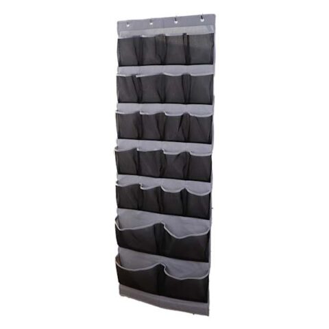 16-Pocket Mesh Hanging Shoe Organizer, Grey, Fabric, sold by At Home