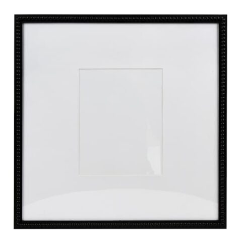 18" Black Matted To Beaded Wall Frame, Wood