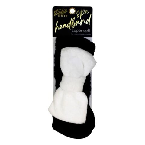 1Pc Plush Two-Toned Spa Headband B-W, Fabric, sold by At Home