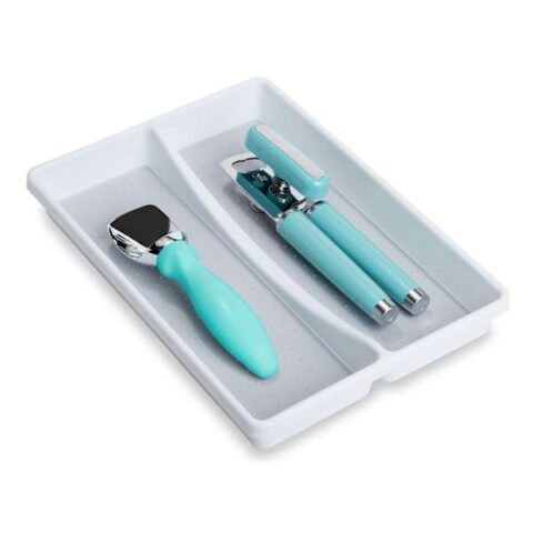 2-Compartment Drawer Organizer, White, Plastic