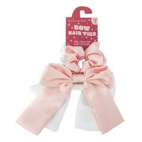 2-Count Bow Hair Ties, Pink, sold by At Home