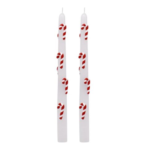 2-Count Candy Cane Taper Candles, 10", Red, Wax, sold by At Home