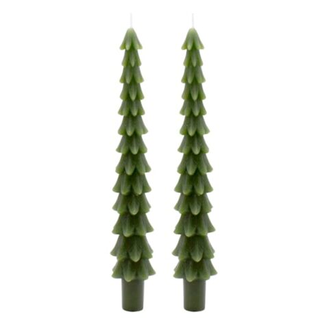 2-Count Green Christmas Tree Taper Candles, 10", Wax, sold by At Home