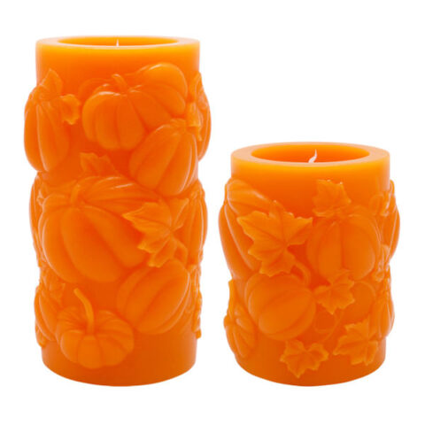 2-Count Led Pillar Candle, Orange, Wax, sold by At Home