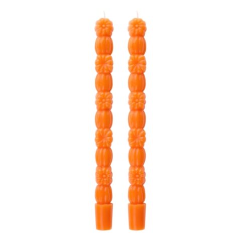 2-Count Pumpkin Taper Candles, 10", Orange, Wax, sold by At Home