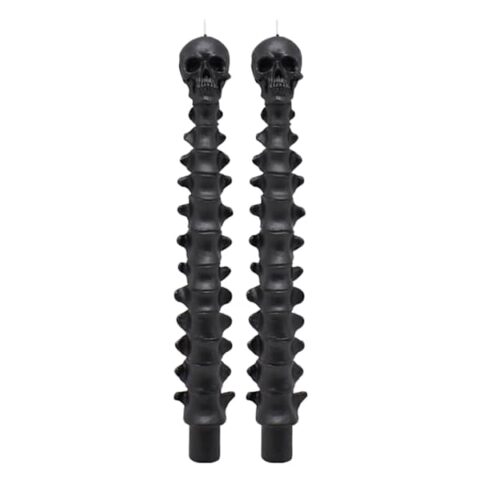 2-Count Skull Taper Candle, 10", Black, Wax, sold by At Home