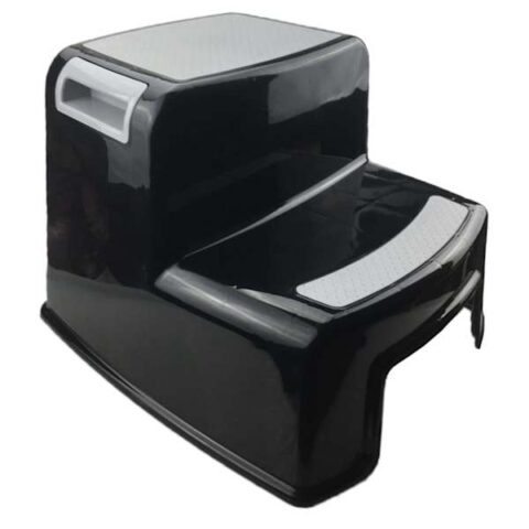2-Fold Black & Grey Step Stool, Plastic, sold by At Home