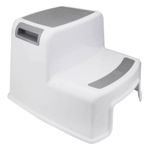 2-Fold Grey & White Step Stool, Plastic, sold by At Home