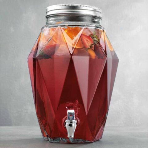 2-Gallon Geo Beverage Dispenser, Clear, Glass, sold by At Home