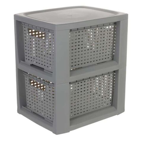 2-Layer Woven Drawer Set, Grey, Plastic, sold by At Home