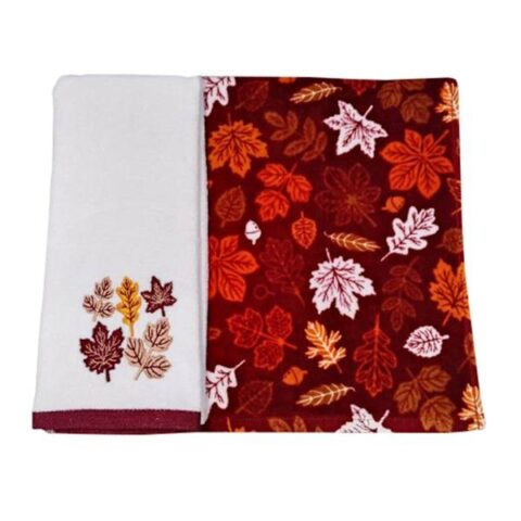 2-Pack Fall Ambrosia Leaf Hand Towels, Cotton, sold by At Home