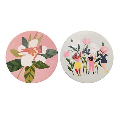 2-Pack Floral Coasters, 4", Ceramic, sold by At Home