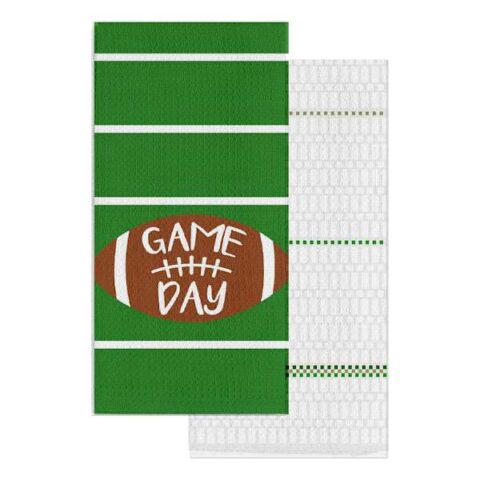 2-Pack Football Game Day Kitchen Towels, Green, Cotton, sold by At Home