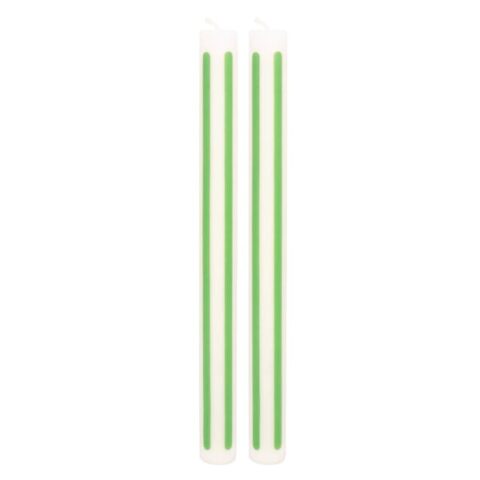 2-Pack Green Striped Taper Candles, 10", Wax, sold by At Home