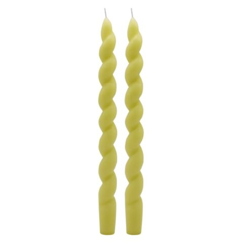 2-Pack Green Twisted Taper Candles, 10", Wax, sold by At Home