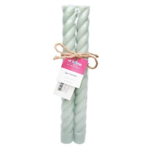 2-Pack Green Unscented Twisted Taper Candles, 10", Wax, sold by At Home